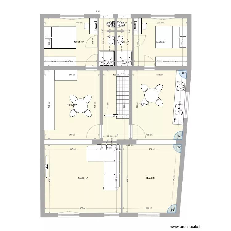 moulin &eacute;tage modifi&eacute;. Plan de 