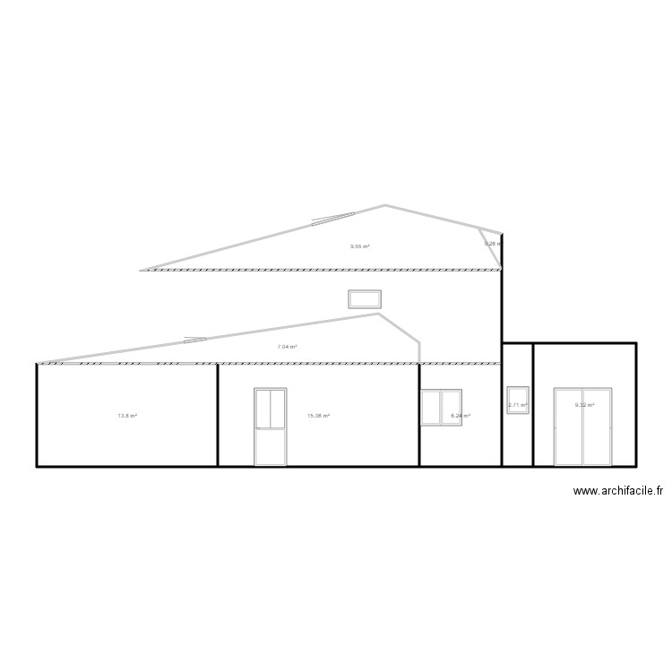 facade ouest. Plan de 0 pièce et 0 m2