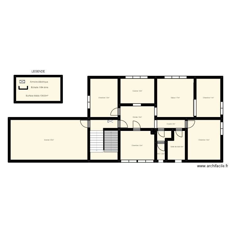 Lutins Appartement. Plan de 15 pièces et 162 m2