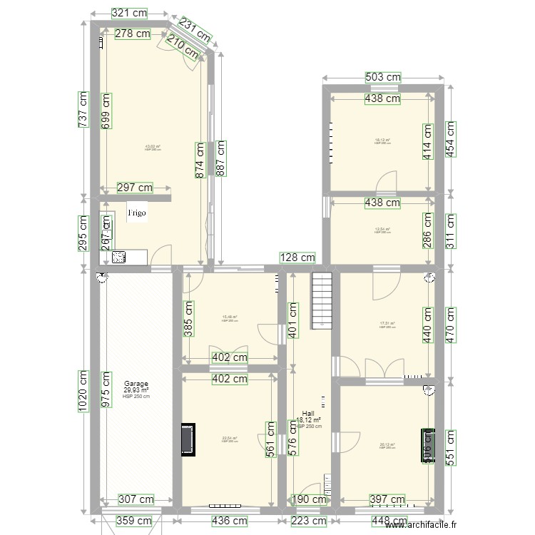 EghezeeBas - RDC AVANT V2. Plan de 9 pièces et 197 m2