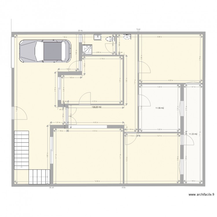 house. Plan de 3 pièces et 159 m2