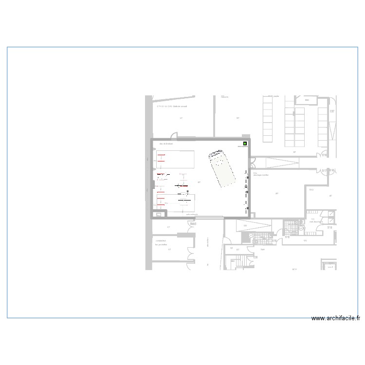 Paris habitat siege. Plan de 2 pièces et 142 m2