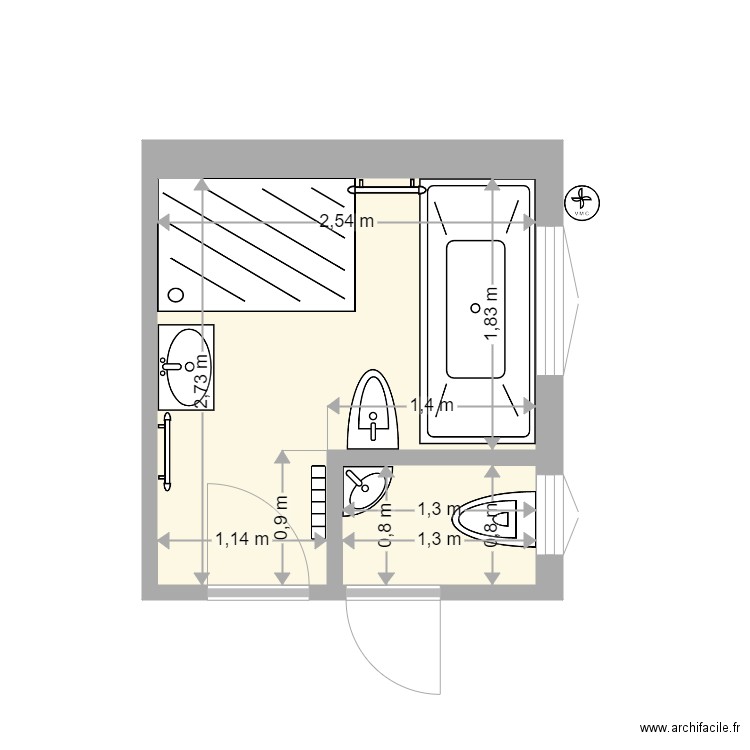 SDB 1. Plan de 0 pièce et 0 m2