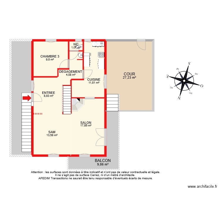 BI 7918 RDC. Plan de 10 pièces et 123 m2