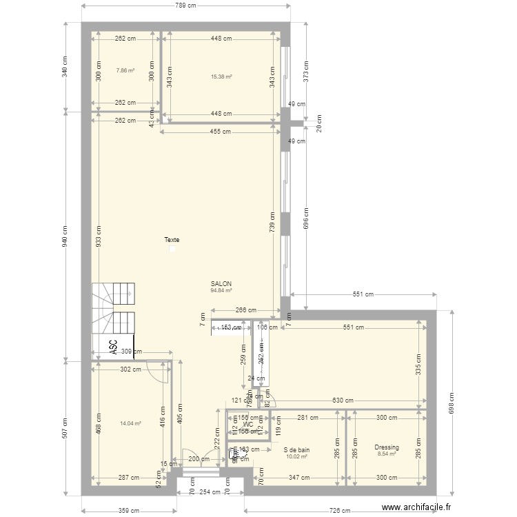 crespieres 200 m2. Plan de 7 pièces et 152 m2