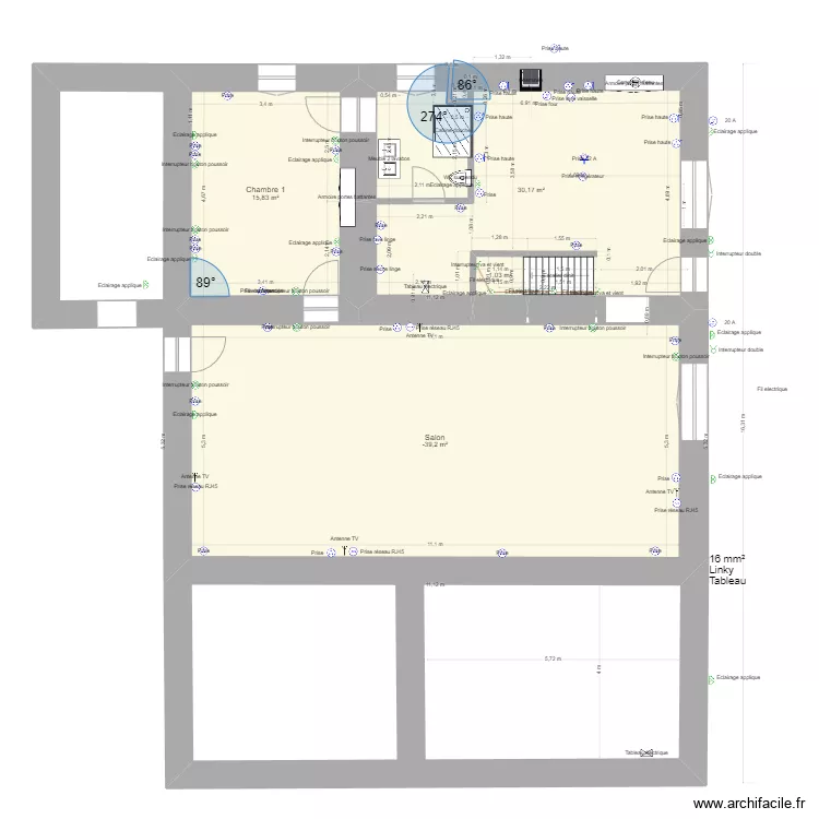 RDC MAISON ROSE  ELECTRICITE. Plan de 