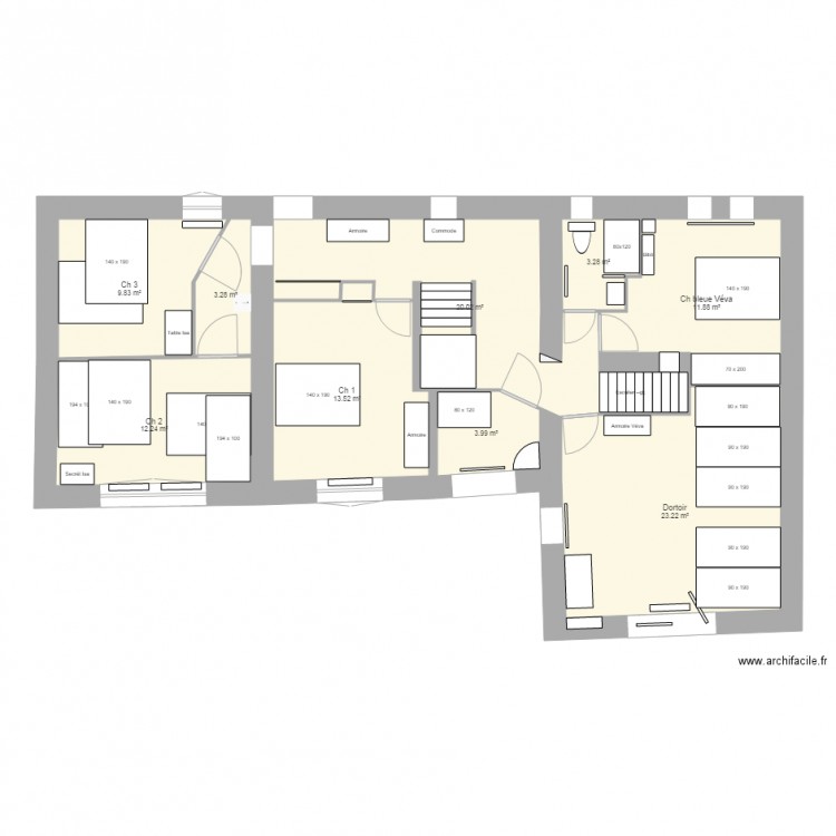 1er Etage Meublé. Plan de 0 pièce et 0 m2