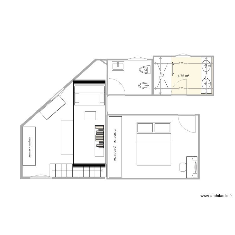 CHBRE ANGLE. Plan de 0 pièce et 0 m2