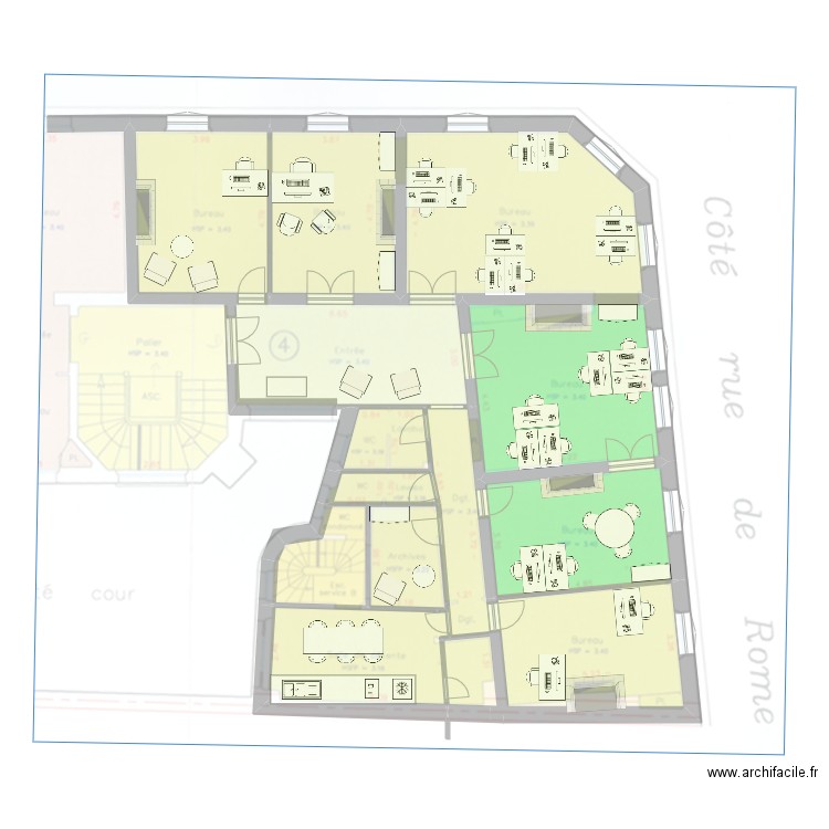 Saint Lazare FlashOffice2. Plan de 11 pièces et 159 m2