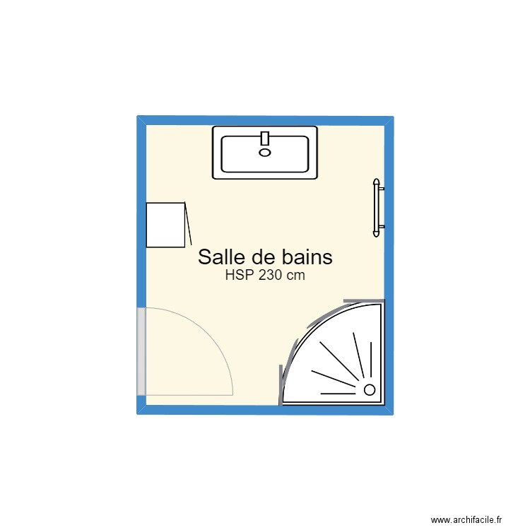 Sci Saramax sdb. Plan de 1 pièce et 5 m2