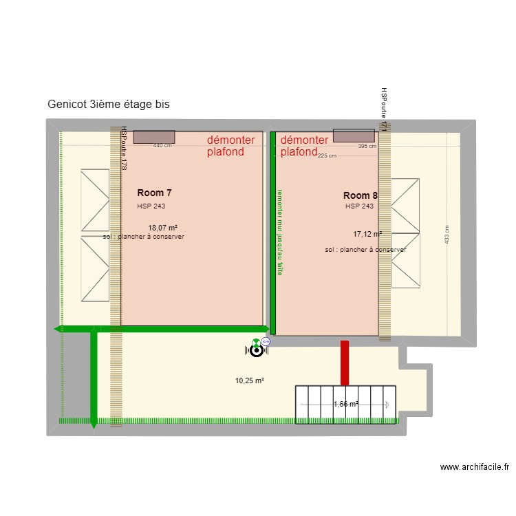 GENICOT. Plan de 34 pièces et 392 m2