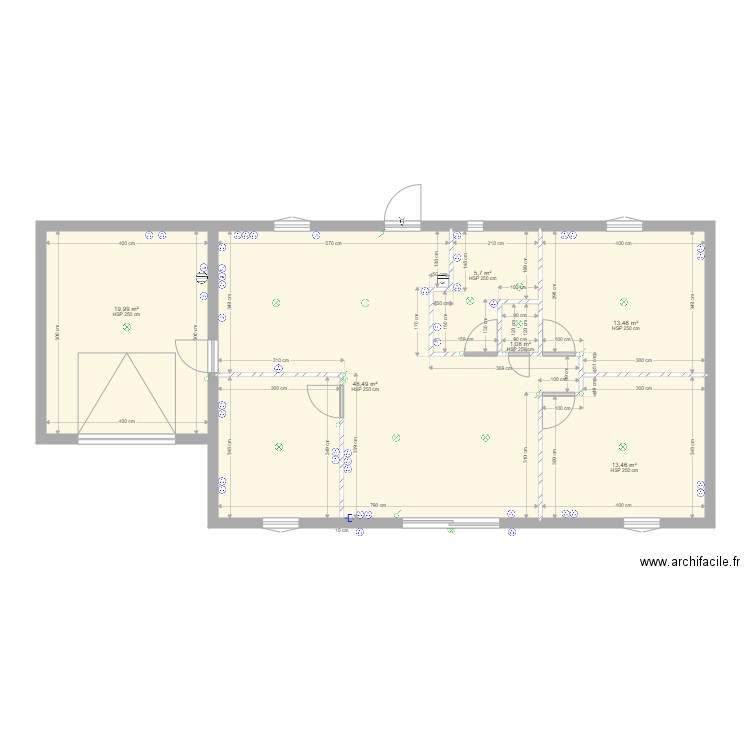 électricité. Plan de 6 pièces et 102 m2