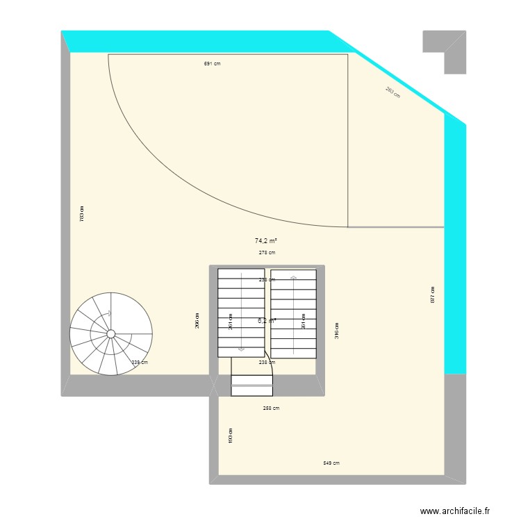 domic 1. Plan de 2 pièces et 80 m2