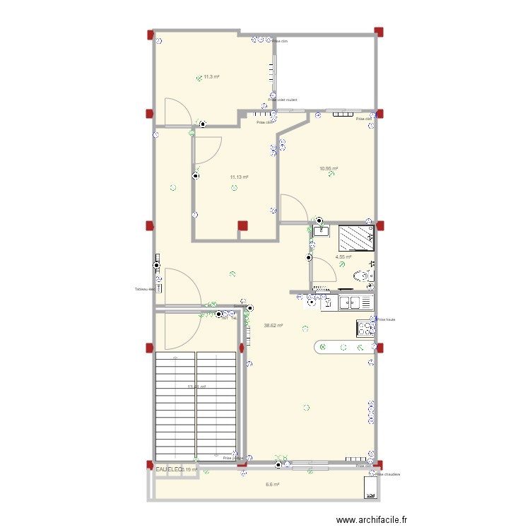 1 ER ETAGE PLOMBERIE et electricite. Plan de 0 pièce et 0 m2