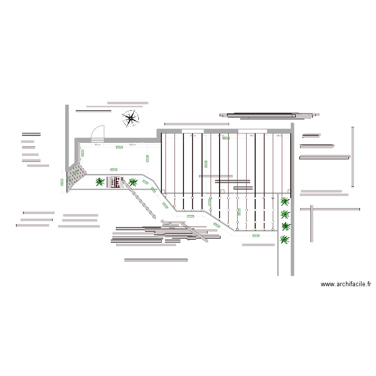 Terrasse plots. Plan de 3 pièces et 12 m2