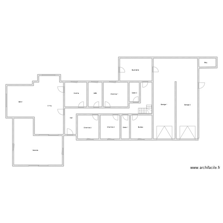 Tanghe. Plan de 13 pièces et 234 m2