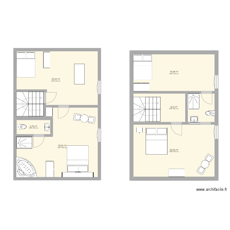 rez de chaussée. Plan de 6 pièces et 106 m2