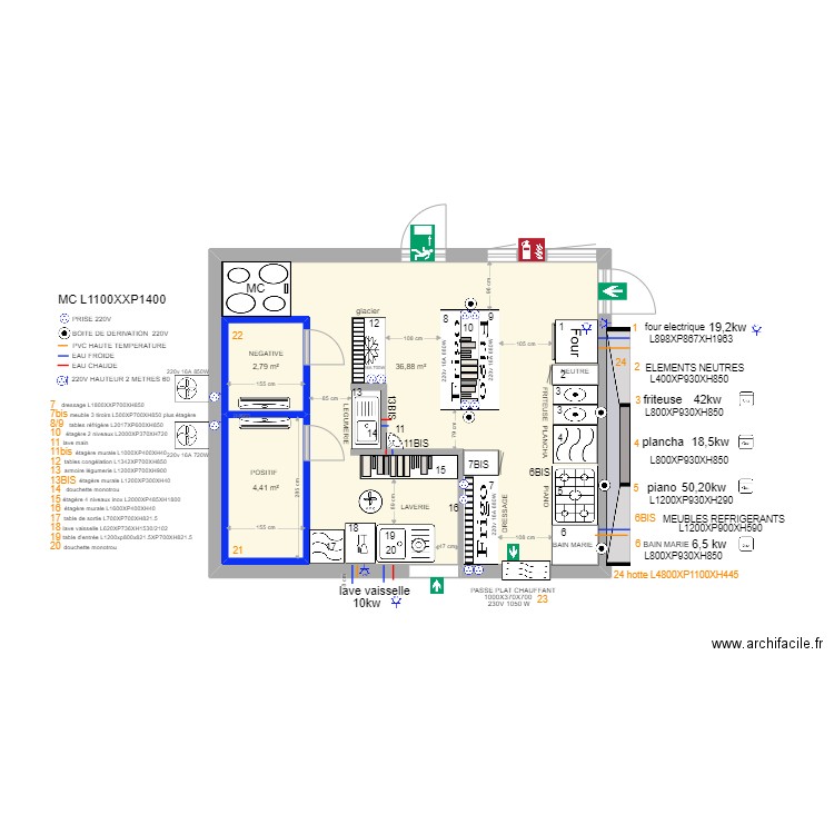 BOWLING 22. Plan de 3 pièces et 53 m2