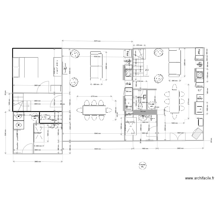 gites . Plan de 1 pièce et 13 m2