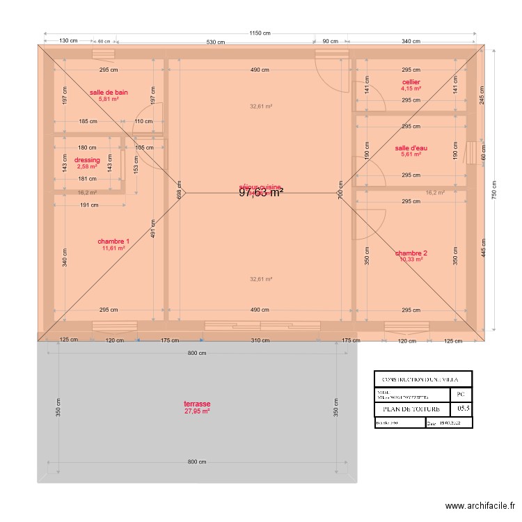 fred plan de toiture. Plan de 8 pièces et 102 m2