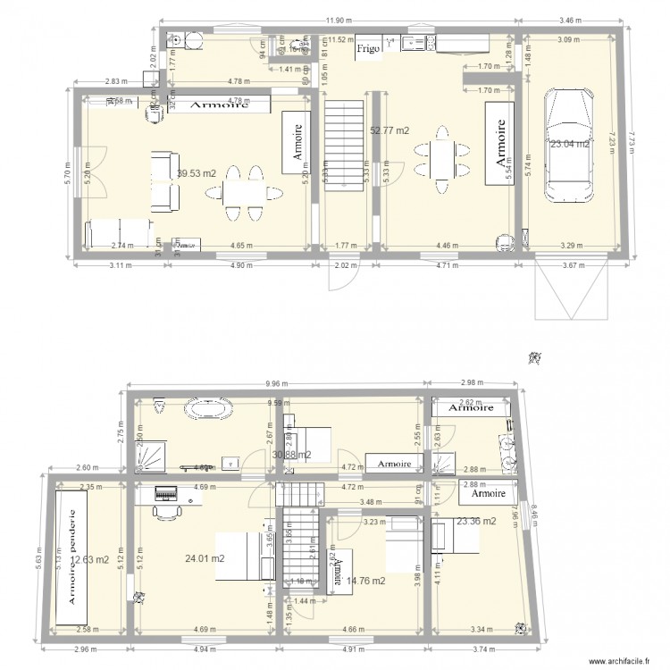 maison sdb dr 2. Plan de 0 pièce et 0 m2