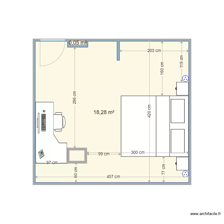 chambre baye. Plan de 