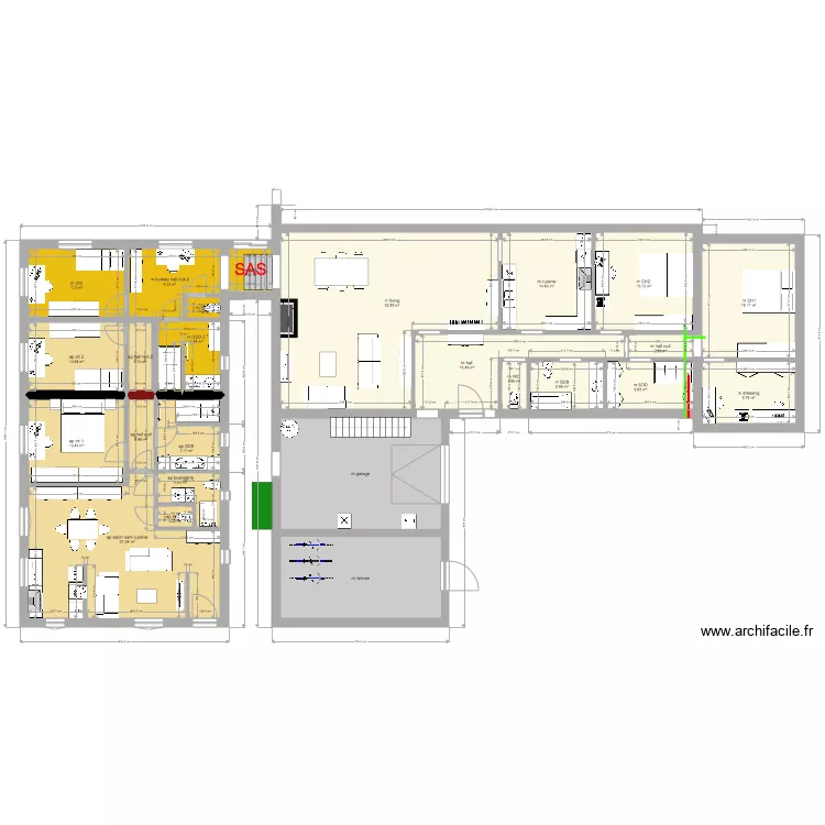 maison annexe appart 2 ch location SAS modulable. Plan de 