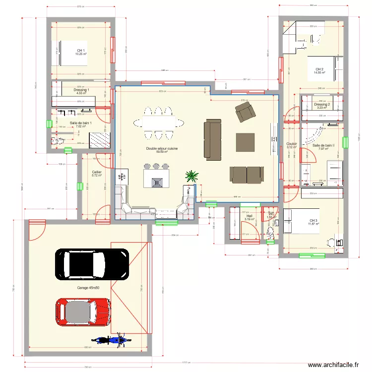 Plan Lycka 133 m2. Plan de 