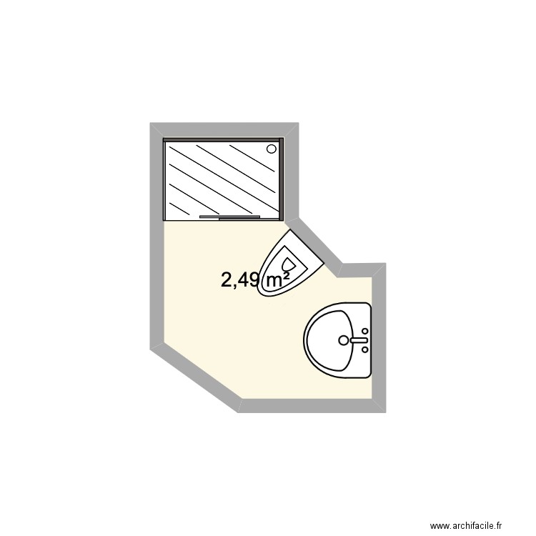 atoll. Plan de 1 pièce et 2 m2