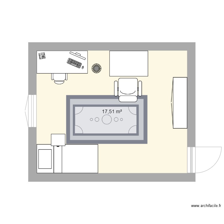 Chambre Felix. Plan de 1 pièce et 18 m2