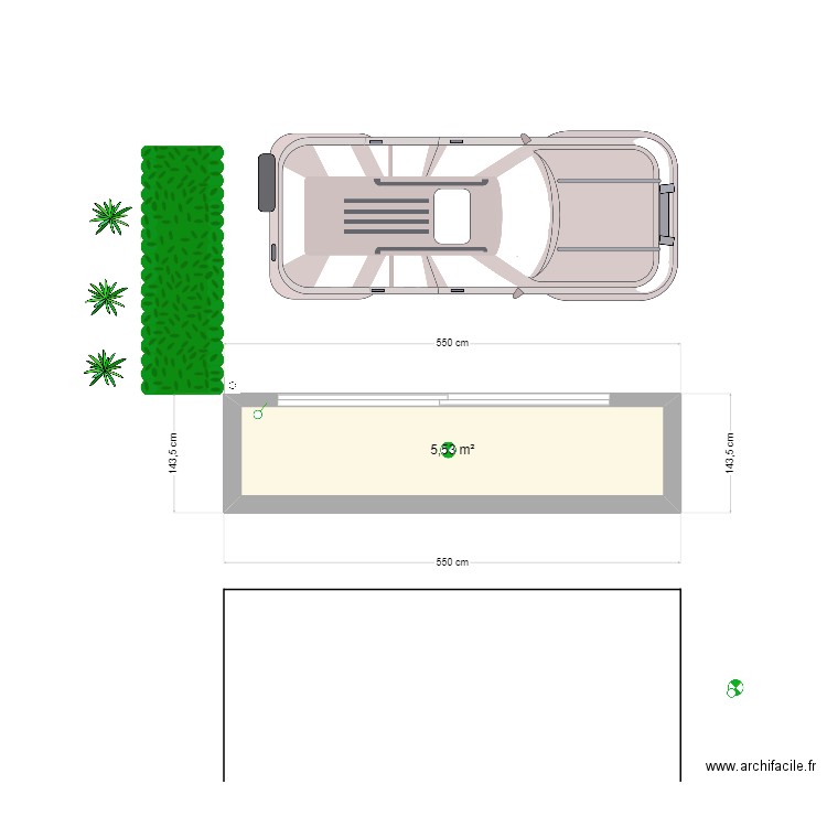 garage. Plan de 1 pièce et 6 m2