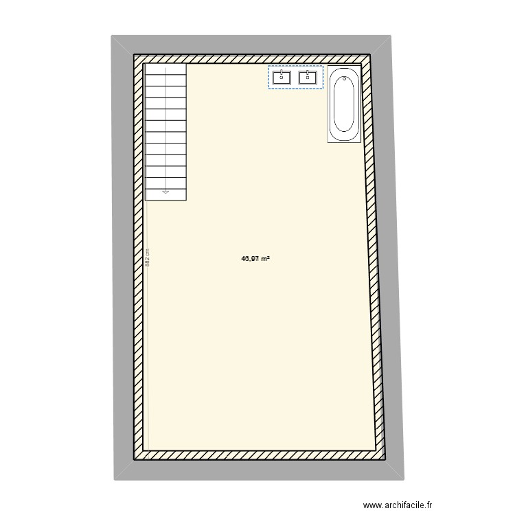 étage1. Plan de 2 pièces et 89 m2