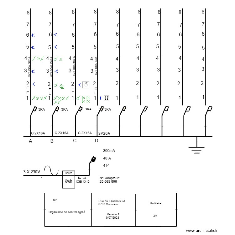 unifilaire Couvreux. Plan de 0 pièce et 0 m2
