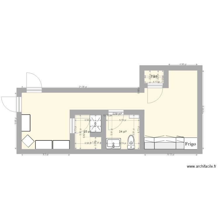 CESSAM. Plan de 4 pièces et 27 m2