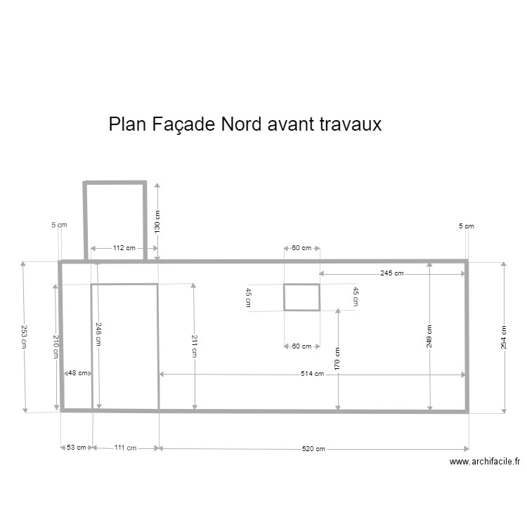 Quest Facade Nord AV. Plan de 2 pièces et 3 m2