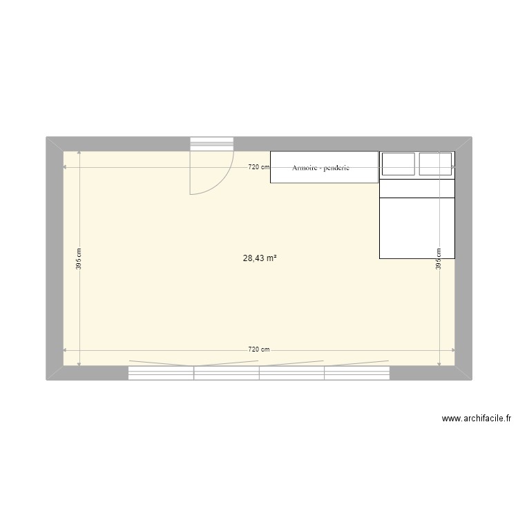 Atelier. Plan de 1 pièce et 28 m2