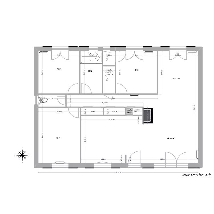 Plan projet 5 non meublé_Paron. Plan de 11 et 92 m² Plan projet 5 non meublé_Paron. Plan de 11 et 92 m²