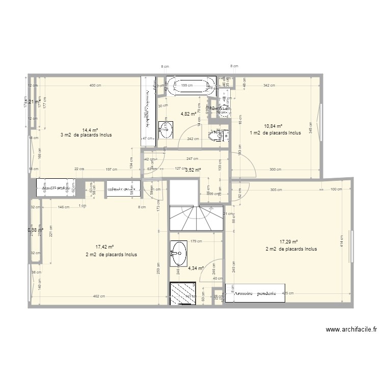 Plan JEJ 47 T 6. Plan de 11 pièces et 76 m2