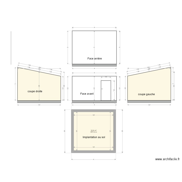 local 3. Plan de 1 pièce et 13 m2