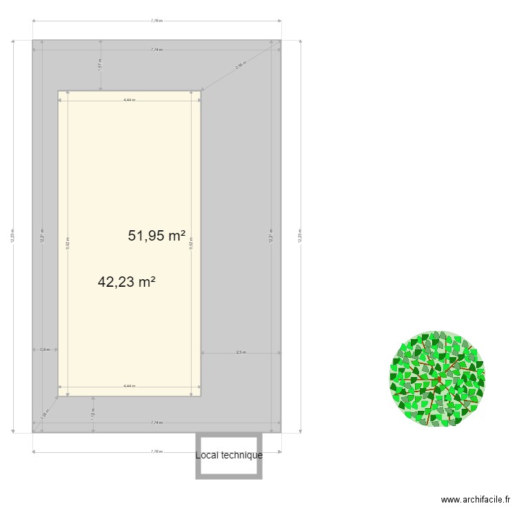PlanPiscineTerasseNLECAILON. Plan de 3 pièces et 139 m2