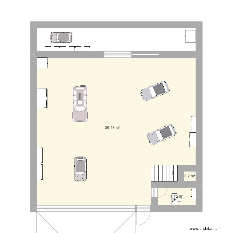 garage 2. Plan de 3 pièces et 38 m2