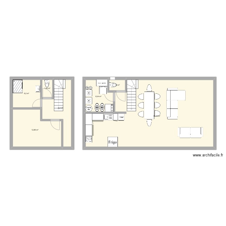 RDC 2. Plan de 7 pièces et 97 m2