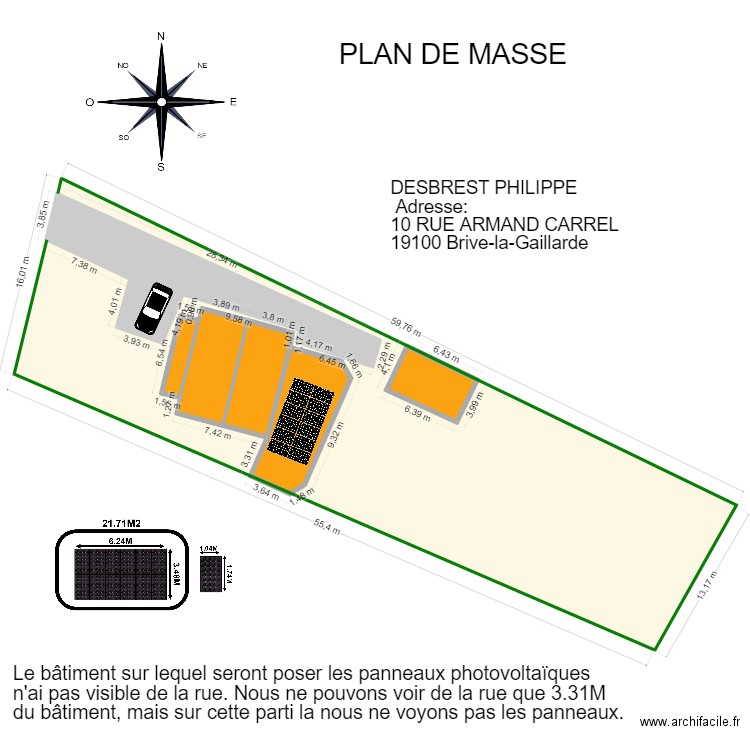 PLAN DE MASSE . Plan de 5 pièces et 223 m2
