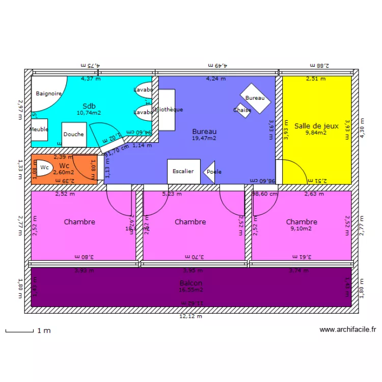 Etage Maison bois / 2ième ébauche. Plan de Etage Maison bois / 2ième ébauche. Plan de