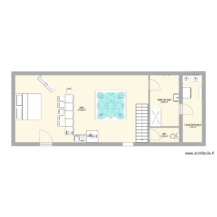 SPA LUCHET - idée Pauline. Plan de 4 pièces et 70 m2