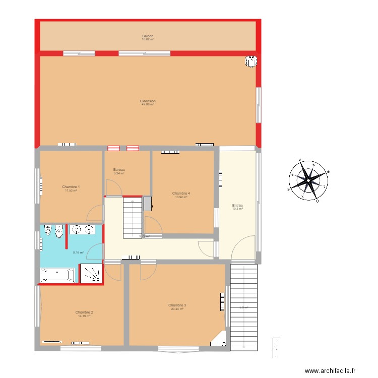 Extension 2. Plan de 0 pièce et 0 m2