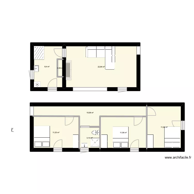 restherv&eacute; n2. Plan de 8  et 78 m²