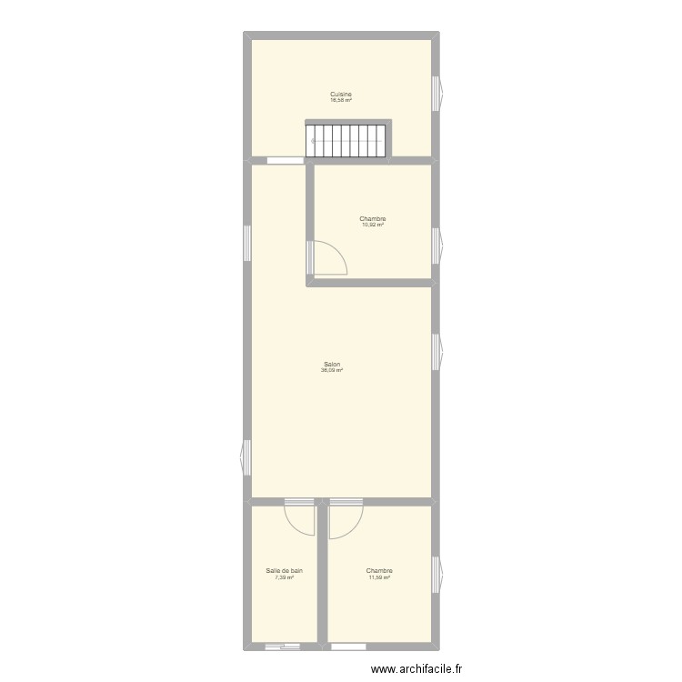Barracao R1. Plan de 5 pièces et 83 m2