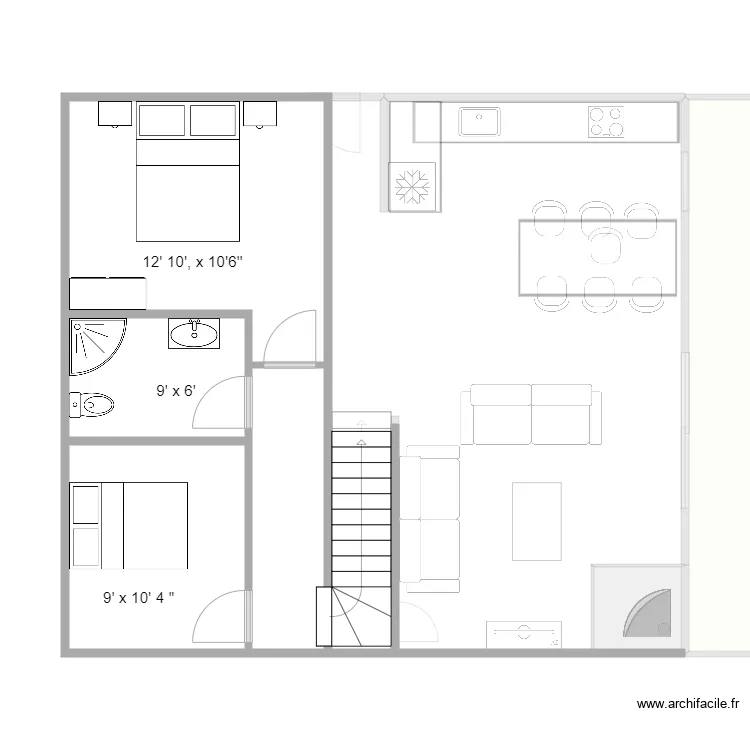 chalet 4 chambre mezzanine . Plan de 