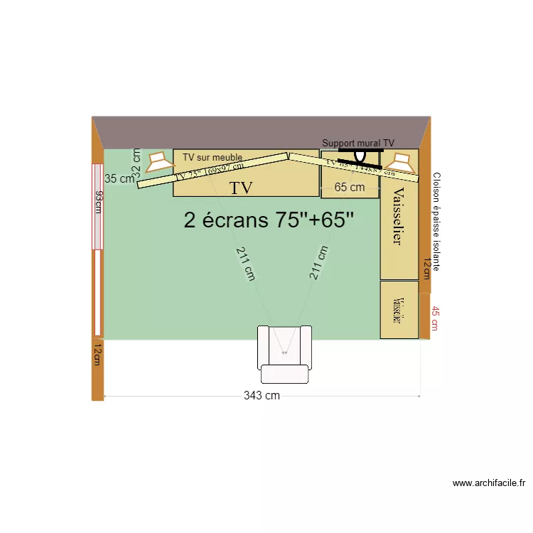 Coin TV 75"+65". Plan de Coin TV 75"+65". Plan de